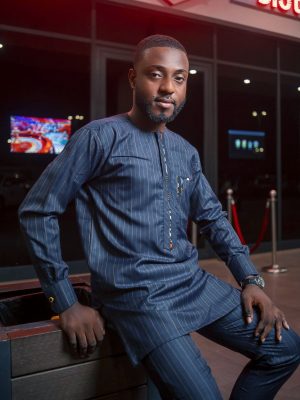 Navy stripes political suit