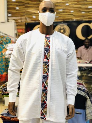 Texted White Kaftan